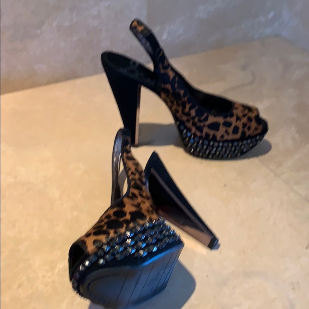 Sam Edelman leopard print calf hair heels